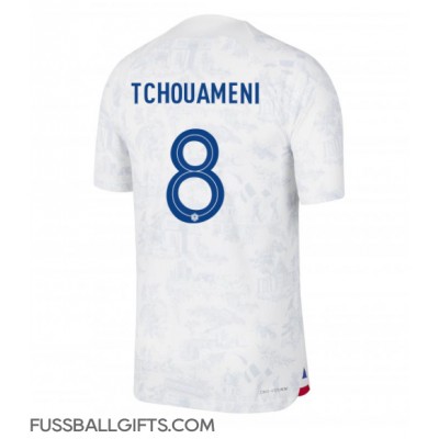 Frankreich Aurelien Tchouameni #8 Fußballbekleidung Auswärtstrikot WM 2022 Kurzarm